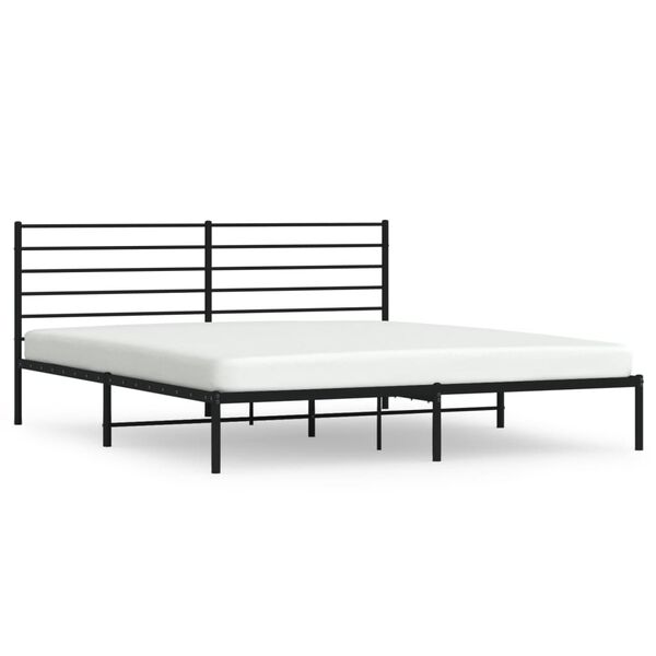 vidaXL Metal Bed Frame without Mattress with Headboard Black 200x200cm