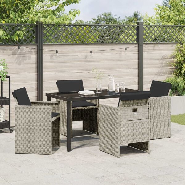 vidaXL Garden Dining Set 5 pcs Light Grey Poly Rattan