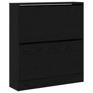 vidaXL Shoe Cabinet 80 x 21 x 87.5 cm Engineered Wood Black Oak