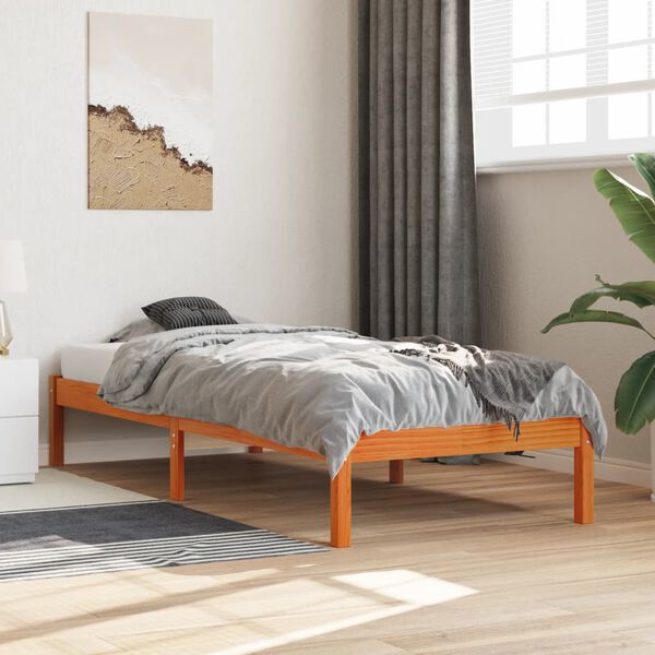 vidaXL Bed Frame without Mattress Wax Brown 100x200 cm Solid Wood Pine