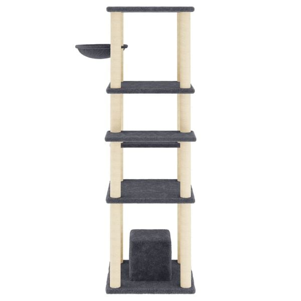 vidaXL Cat Tree with Sisal Scratching Posts Dark Grey 154 cm