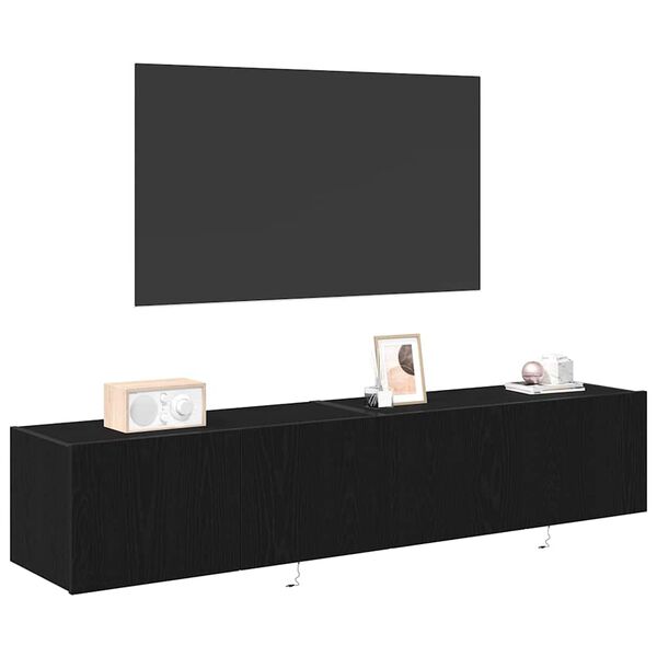 vidaXL TV Wall Cabinet 2 pcs Black Oak 80 x 35 x 31 cm Engineered Wood