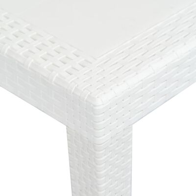 vidaXL Garden Table White 220x90x72 cm Plastic Rattan Look