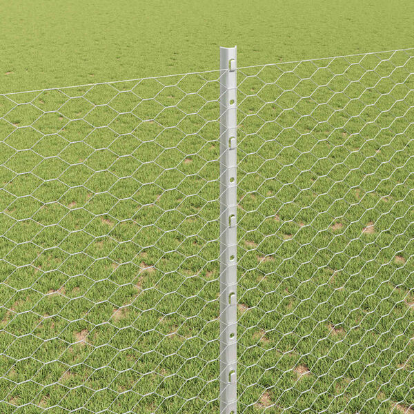 vidaXL Fence with Post Silver 1.6 x 100 m Steel