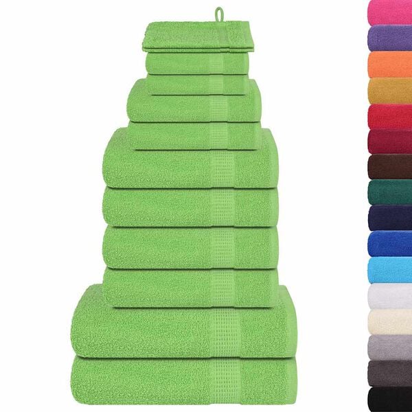 vidaXL 12 Piece Towel Set "FROGN" Apple Green 100% Cotton
