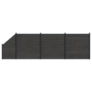 vidaXL Fence Panel 4 pcs WPC and Aluminium Black