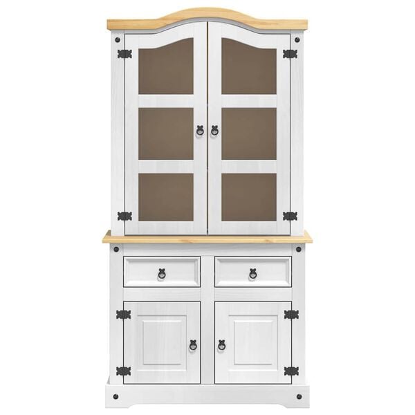 vidaXL Sideboard with Drawer White 100 x 48.5 x 179 cm Solid Pine Wood