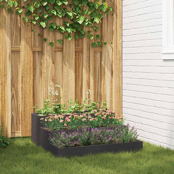 vidaXL Garden Planter Black 90 x 90 x 35 cm Cold-rolled Steel