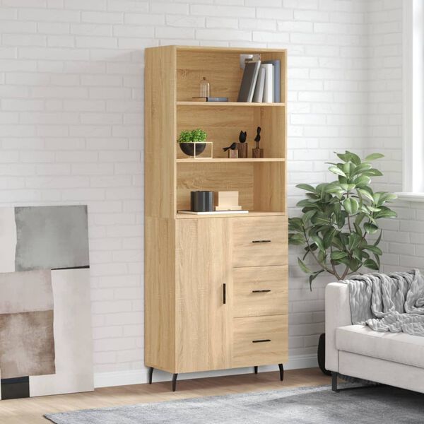 vidaXL Highboard Sonoma Oak 69.5x34x180 cm Engineered Wood
