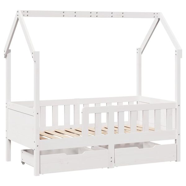 vidaXL Kids Bed Frame with Drawers without Mattress 80x160 cm Solid Wood