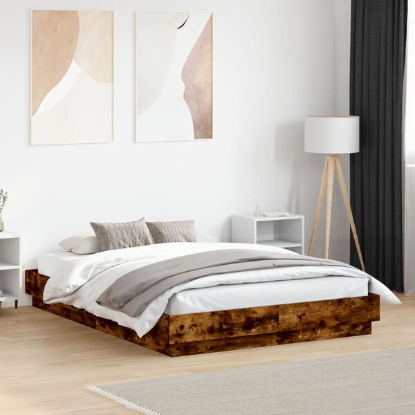 vidaXL Bed Frame without Mattress Smoked Oak 135x190 cm Double