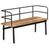 vidaXL Bench | Natural Brown, Black | Solid Mango Wood, Powder-Coated Iron