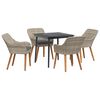 vidaXL Dining Set Light grey Poly rattan