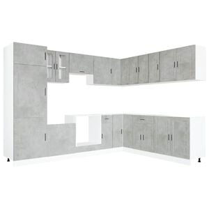 vidaXL 14 Piece Kitchen Cabinet Set "Porto" Concrete Grey Engineered Wood