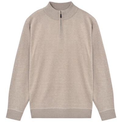vidaXL Men's Zip Pullover Sweater Beige M