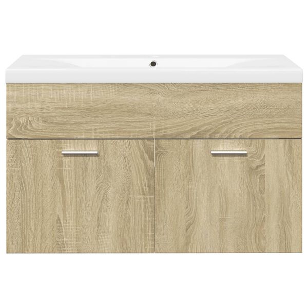 vidaXL Bathroom Sink Cabinet with Built-in Basin Sonoma Oak