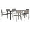 vidaXL 7 Piece Garden Dining Set Grey and Black Poly Rattan and Steel