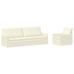 vidaXL Sofa Set 2 pcs Cream Corduroy Fabric