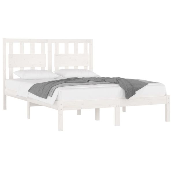vidaXL Bed Frame without Mattress White Solid Wood 200x200 cm (810038+818591)