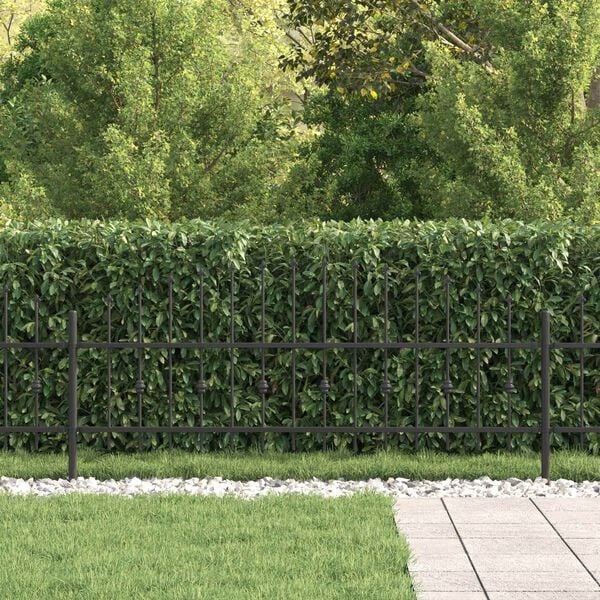 vidaXL Spike Fence Black 200 x 110 cm Powder-Coated Steel