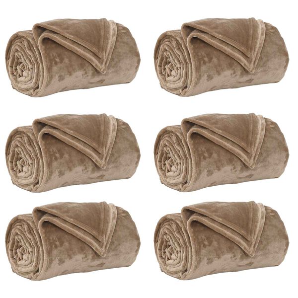 vidaXL Throw Blankets 6 pcs Camel 150 x 200 cm Fleece