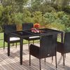 vidaXL Garden Table with Glass Top Black 150x90x75 cm Poly Rattan