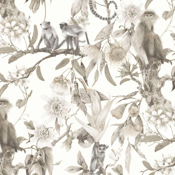 Noordwand Wallpaper Exotic Monkeys Beige
