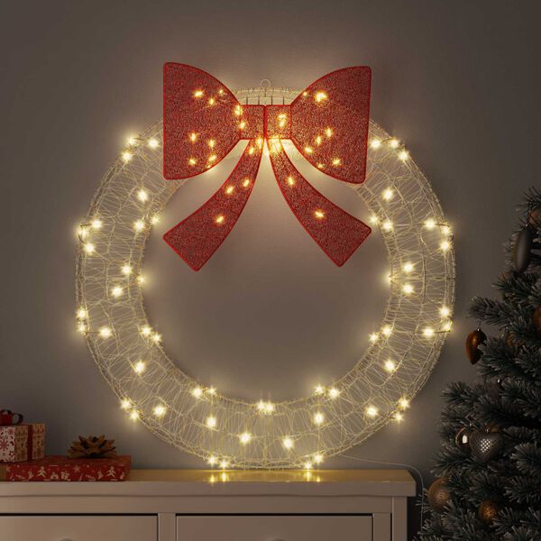 vidaXL Wreath with 80 LEDs Warm white 92 x 92 x 9.5 cm Acrylic