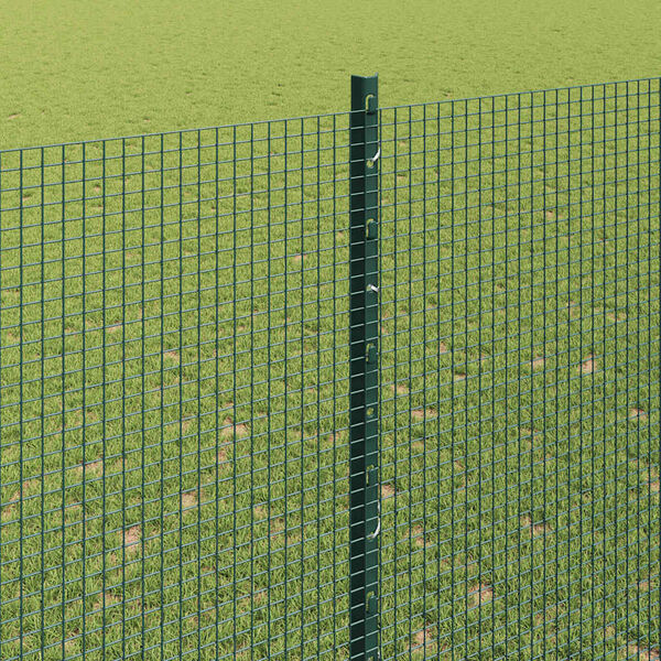 vidaXL Fence with Post Green 1.6 x 25 m Steel and PVC