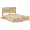 vidaXL Bed Frame with Drawer Sonoma Oak 150 x 200 cm Engineered Wood