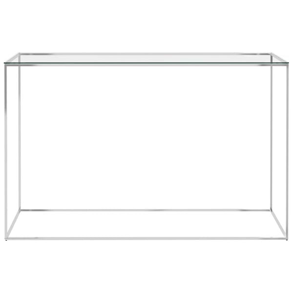 vidaXL Side Table Silver 120x40x78 cm Stainless Steel and Glass