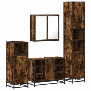 vidaXL 4&nbsp;Piece Bathroom Furniture Set&nbsp;Smoked Oak Engineered Wood
