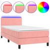 vidaXL Box Spring Bed with Mattress&LED Pink 90x190cm Velvet