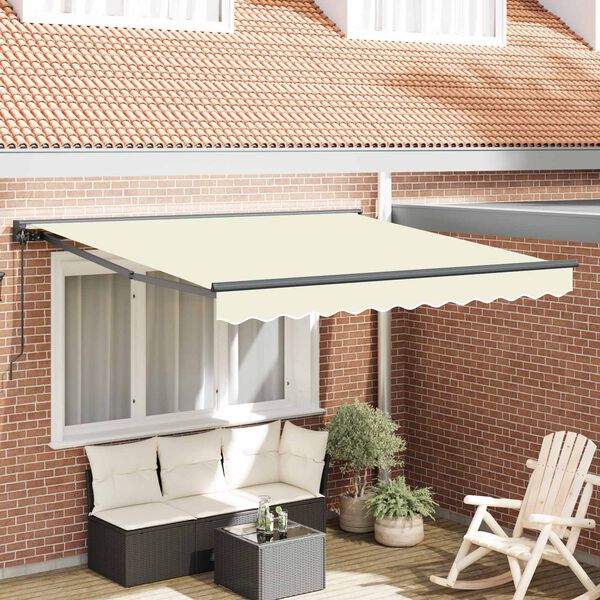 vidaXL Retractable Awning Cream 300 x 250 cm Aluminium and Fabric