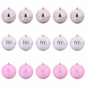 vidaXL Christmas Bauble Set XL 15 pcs Pink Plastic