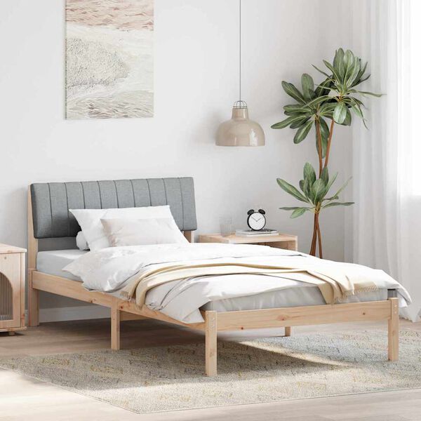 vidaXL Bed frame Brown and light grey 100 x 200 cm Solid pine wood