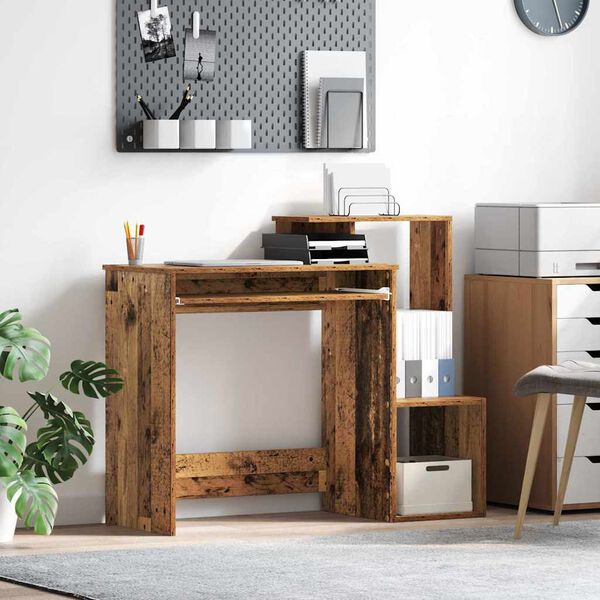 vidaXL Desk with Shelf Old wood 106 x 40 x 88.5 cm Engineered Wood