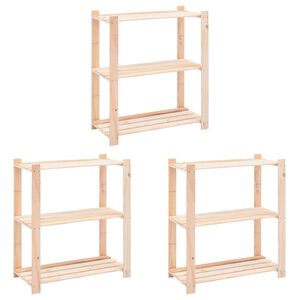 vidaXL 3-Tier Storage Racks 3 pcs 80x38x90 cm Solid Pinewood 150 kg