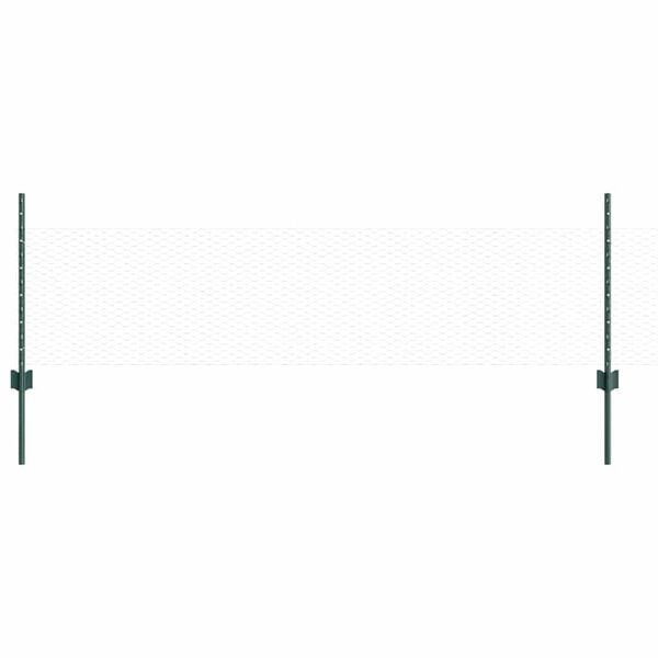 vidaXL Fence with Post Green 0.5 x 50 m Steel and PVC