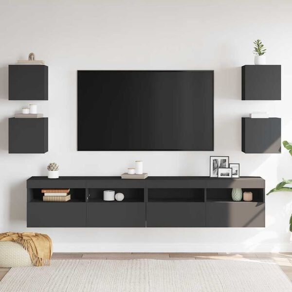vidaXL Wall Mounted TV Cabinets 4 pcs Grey 30.5x30x30 cm