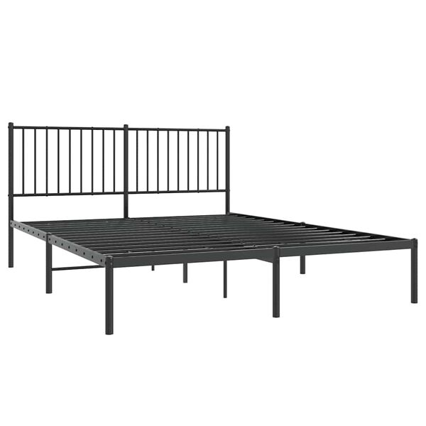vidaXL Metal Bed Frame without Mattress with Headboard Black 160x200cm