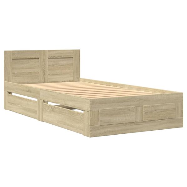 vidaXL Bed Frame with Headboard without Mattress Sonoma Oak 90x200 cm