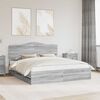 vidaXL Bed Frame with Drawer Grey Sonoma 200 x 200 cm Engineer Wood