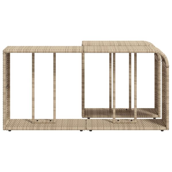 VidaXL Garden Side Tables 2 Pcs With Wooden Top Beige Poly Rattan