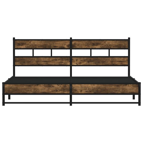 vidaXL Metal Bed Frame without Mattress Smoked Oak 180x200 cm Super King