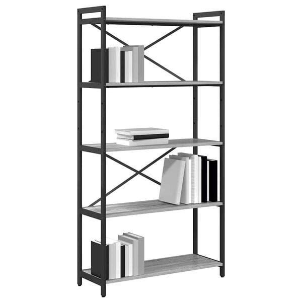 vidaXL Bookshelf Grey sonoma 80 x 30 x 155 cm Engineered Wood