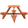vidaXL Picnic Table for 4 Kids with Umbrella Hole Round Solid Wood Fir