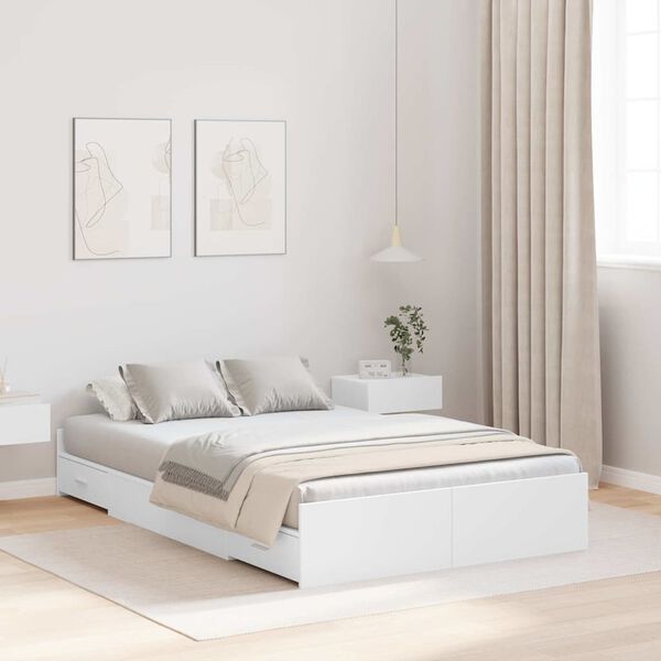 vidaXL Storage Bed Frame White 120 x 200 cm Engineered Wood
