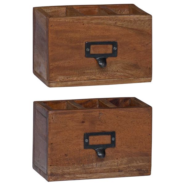 vidaXL Pencil Case Multicolour 18 x 10 x 12 cm Solid Mahogany Wood