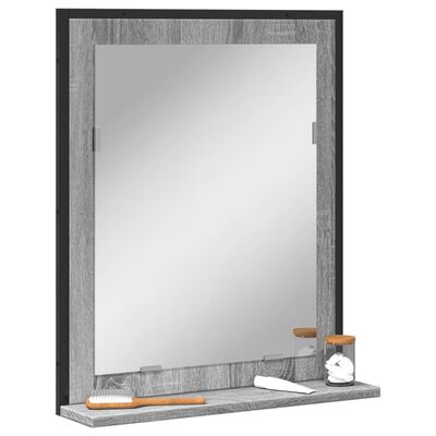 vidaXL Bathroom Mirror with Shelf Grey Sonoma 50x12x60 cm Engineered Wood